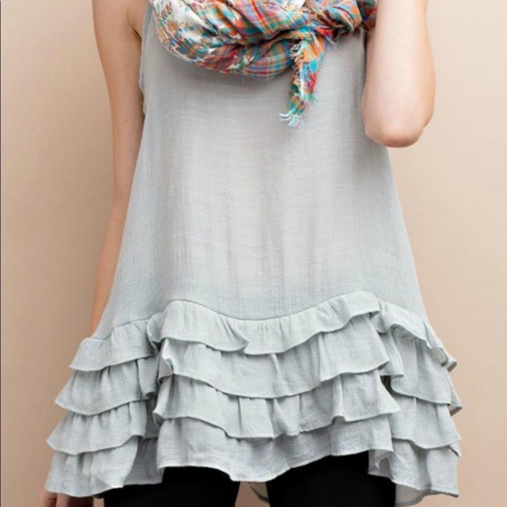 Ruffled Oversized Cami - Sky blue